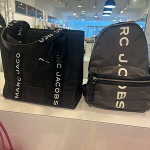 Marc Jacobs Black and Gray SUSPIRIA Logo Print Backpack